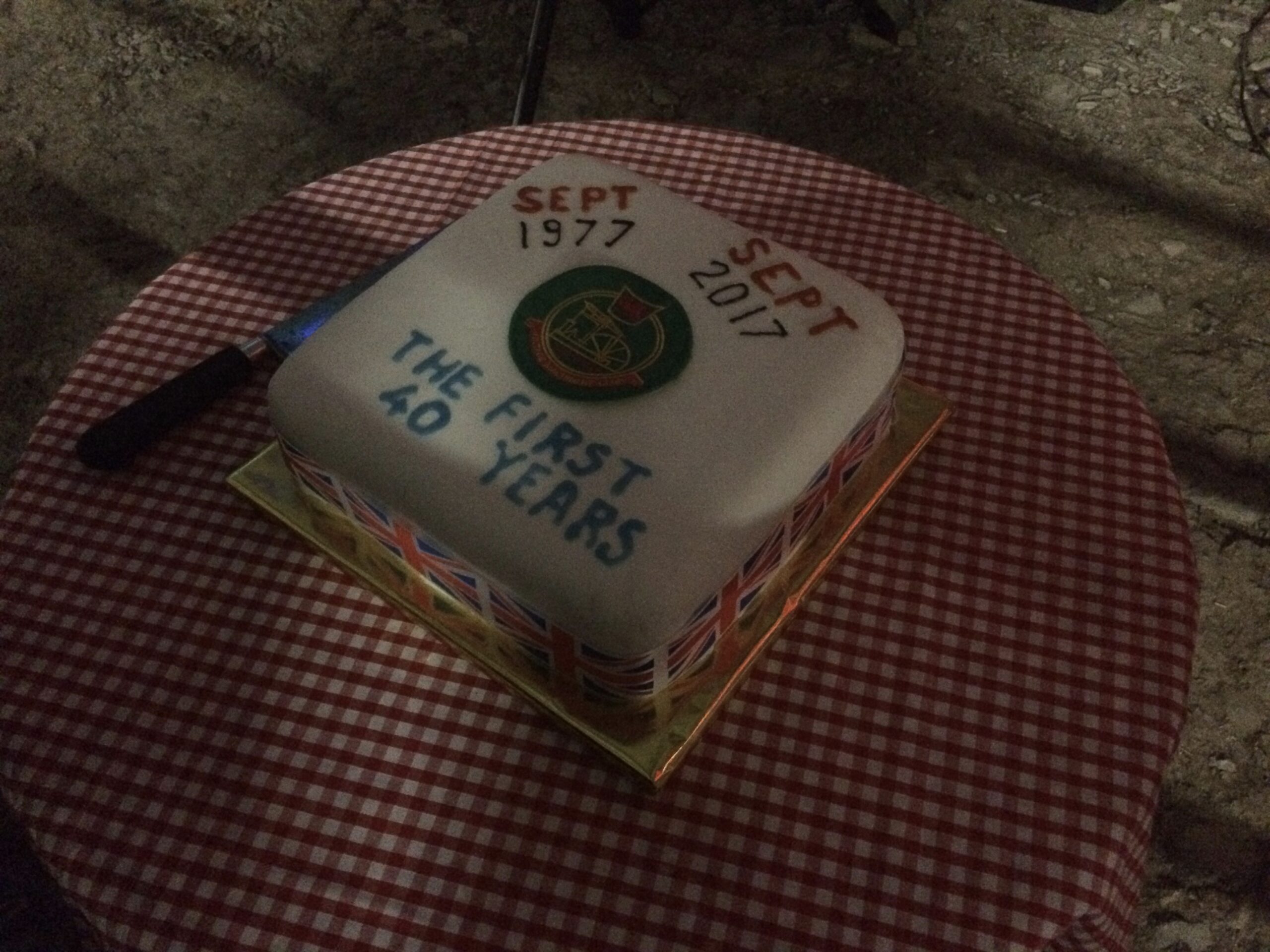 A birthday cake, with decoration icing, the first 40 years.