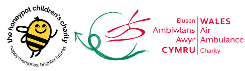 Logos for the Honey Pot Childerns Charity and Wales Air Ambulance